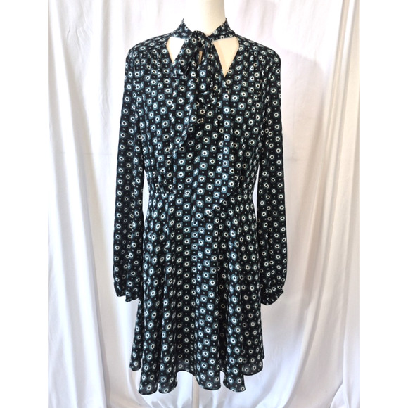 Ted Baker Womens Designer Green Floral Rocoo Tie Neck Dress Size 3 US 8 - Picture 2 of 8